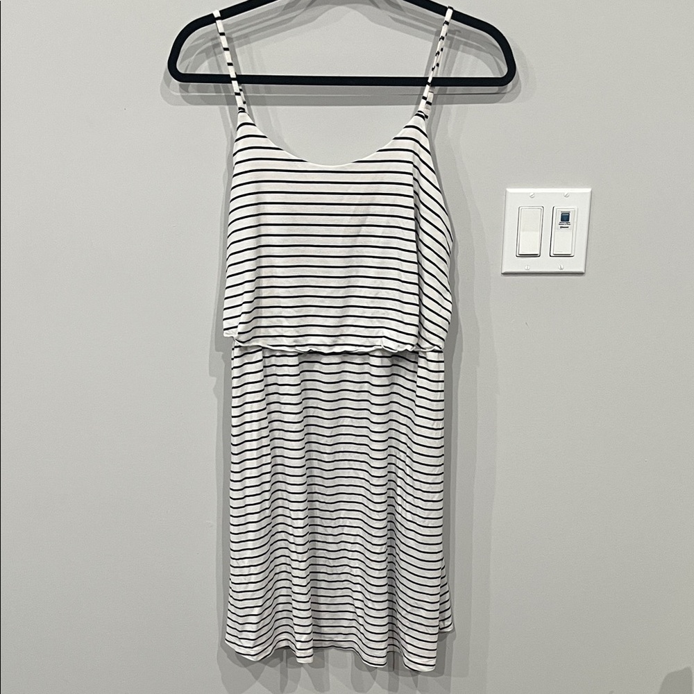 GAP Black and White Striped Spaghetti Strap Dress